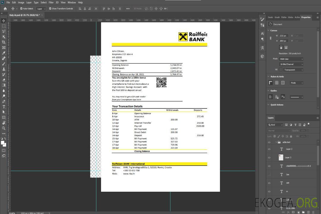 Relevé de la Banque Raiffeisen de Croatie, modèle facile à remplir au format de fichier .xls et .pdf template Relevé de la Banque Raiffeisen de Croatie, modèle facile à remplir au format de fichier .xls et .pdf template